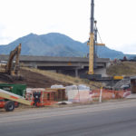 Crane Installing Precast Concrete Bridge Panels