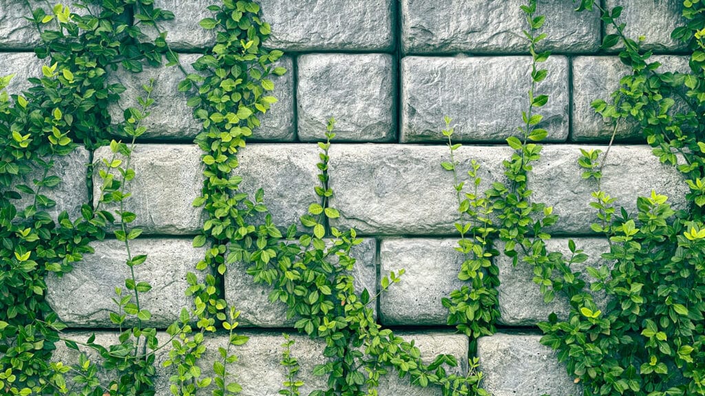 Precast concrete block retaining wall using natural elements to style to outdoor space in Utah